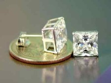 Solid 14k White Gold Princess Cut AAA Quality CZ Stud Push Back Earrings Gift