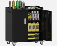 Cofar Metal Garage Storage Cabinet With Wheels, Lockable Tool Cabinet Shelves