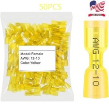 Heat Shrink 50pcs Marine Grade Female Spade Crimp Connectors Terminals AWG 12-10