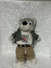 Juguete de peluche Great Wolf Lodge gris Wylie fiesta/con chaleco/pantalones