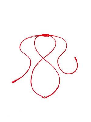 String choker gold with faceted 14k bead on fancy red string necklace for women