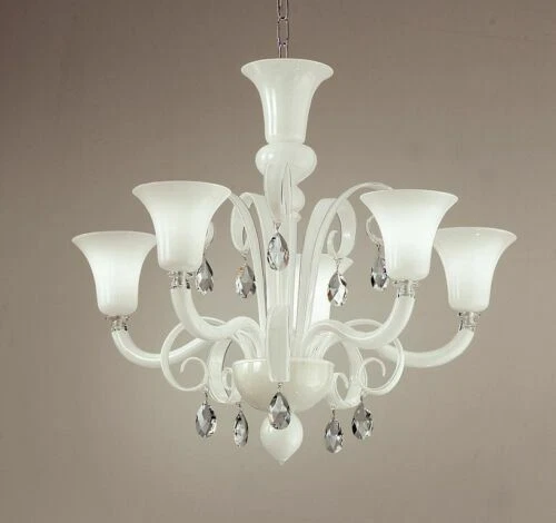 Lampadari da soffitto bianco in vetro di murano
