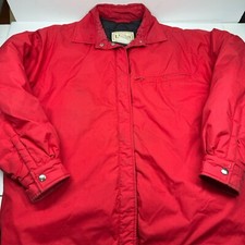Vintage LL Bean Goose Down Jacket Womens L Large Button Up Quilted Lining Red
