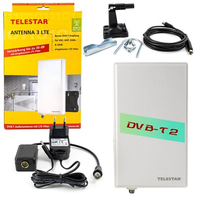 Telestar DVB-T2 Außenantenne 30dB Verstärkung ANTENNA 3 LTE Filter DAB+ TV-Radio