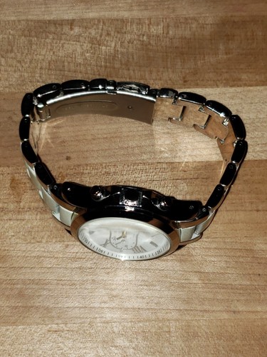 Vivani Watch Women 39mm Silver Tone Ceramic Look Crystal Bling New Battery 6.5" - Picture 6 of 9