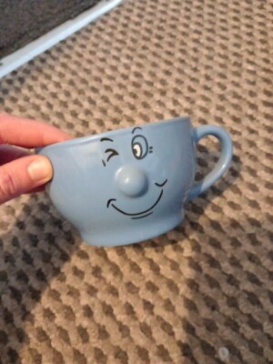Vintage Trade Winds Funny Faces Expressions 3D Ceramic Mug Soup Coffee Blue 