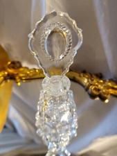 Vintage Czech Art Deco Style pressed Glass Perfume Bottle STUNNING WORK a3