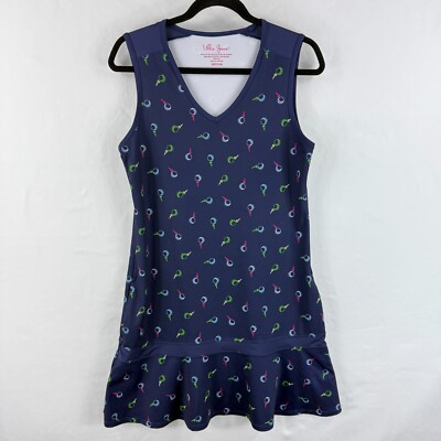 Lillie Green Golf Print Dress Women M Blue Sleeveless Pockets Knee Length V Neck | eBay Lillie Green Golf Print Dress Women M Blue Sleeveless Pockets Knee Length V Neck | eBay