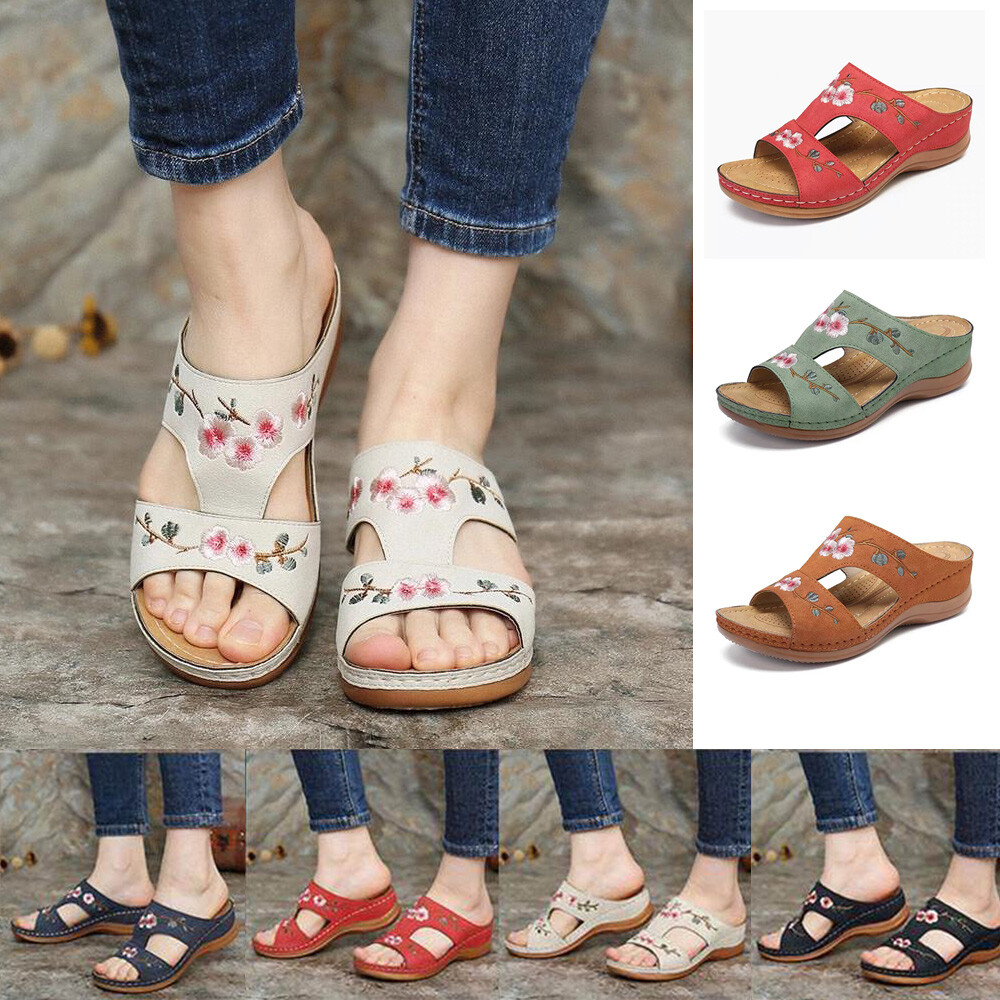 Orthopedic Flat Mules Summer Women Slippers Comfy Shoes Sandals Open Toe