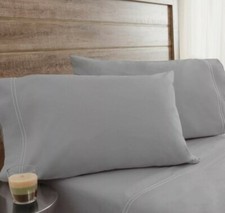 Modern 4pc Light Grey 200 Thread Count Percale Cotton Sheet Set