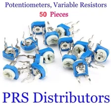 50 Trimmers Potentiometers 100Ω to 1MΩ Adjustable Variable Resistors RM-065