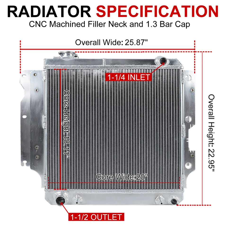 Radiador de refrigeración completo de aluminio para carreras de 3 filas para Jeep Wrangler TJ YJ 1987-2006 Foto 2 de 4