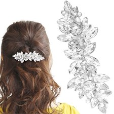 1 Pcs Silver Sparkly Rhinestone Hair Clips, Fancy Hair Clips Rhinestone-Silver
