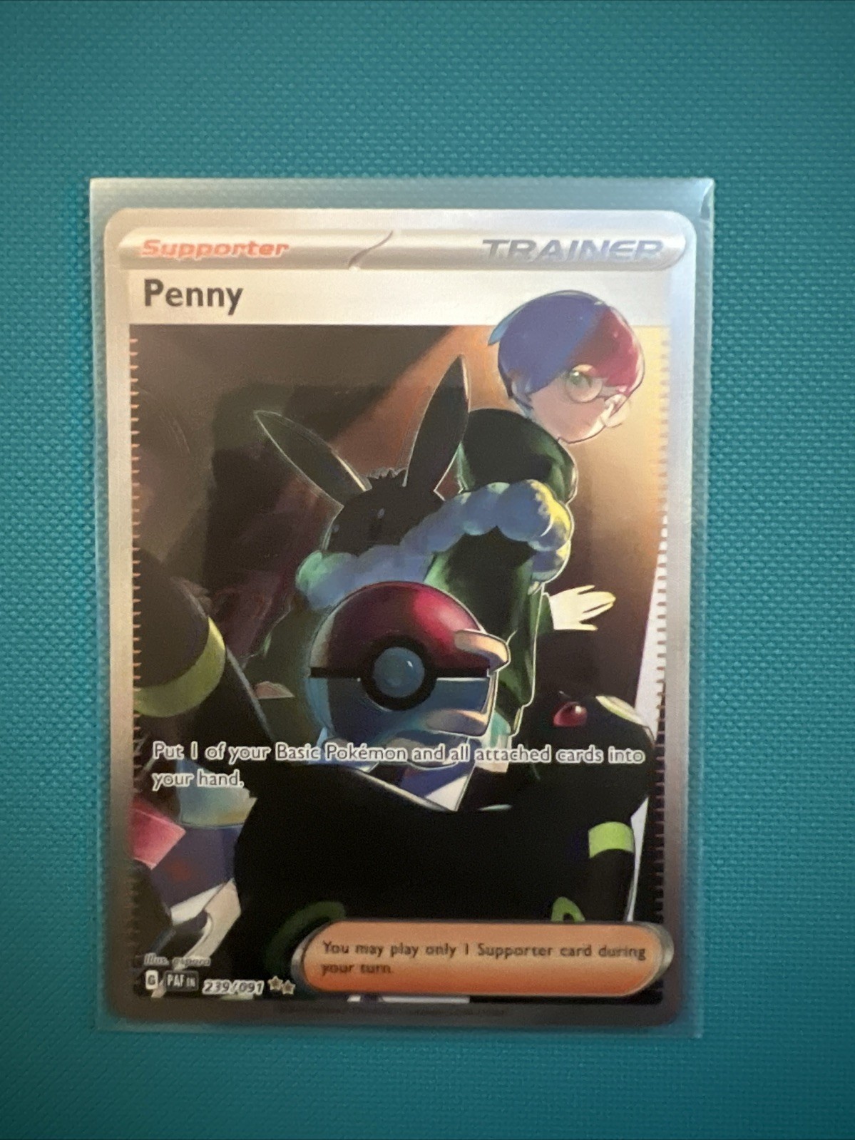 Penny 239/091 Pokémon TCG Paldean Fates Full Art Holo SIR [NM]