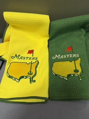 Masters Golf Towels Augusta With Bag Clip Yellow And Green Set.