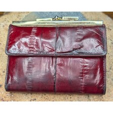 Mundi Red Eel Skin Wallet   Supple Exotic Leather, Vintage Wear