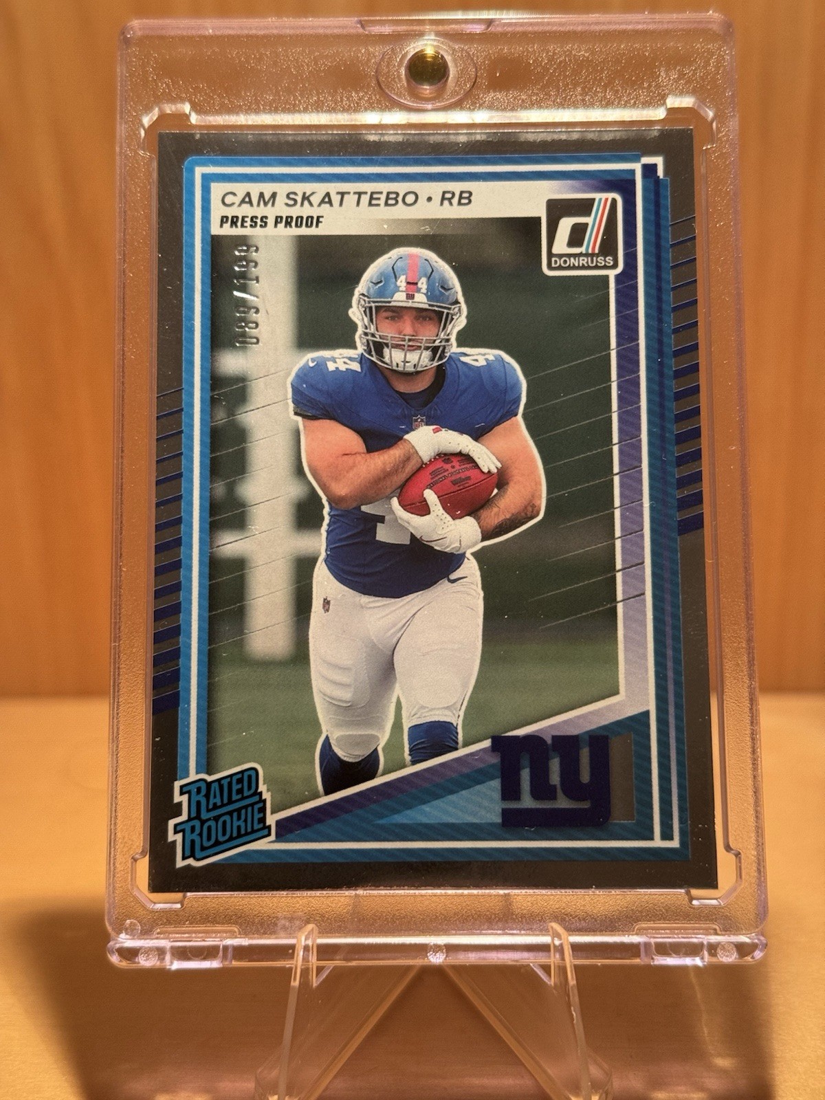2025 Panini Donruss Cam Skattebo Rated Rookie Press Proof Silver /199 Giants RC