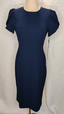 Calvin Klein NWT Women's Tulip-Sleeve Navy Sheath Dress Sz 4