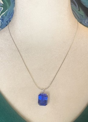 Schöne tiefblaue Gahnospinel Lab Created 925 Sterling Silber Halskette 18 Zoll