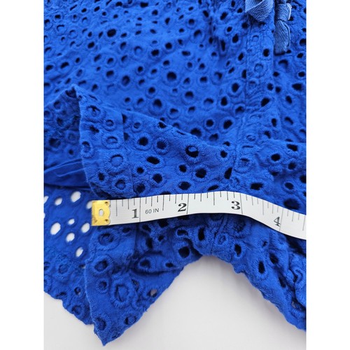 En Creme Women's M Blue Circle Eyelet Boutique Casual Coastal Cotton Shorts  - Picture 4 of 7
