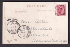 GB 1907 PPC #11 square circle Egypt Port Said-Alexandria TPO Bulkeley bi-lingual