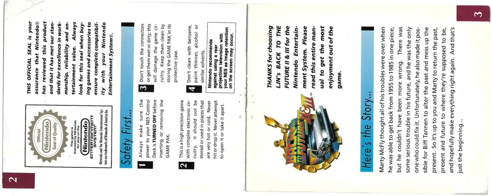 MANUAL ONLY Back to the Future Part II & III (Nintendo NES, 1990) Authentic - Image 3 of 3