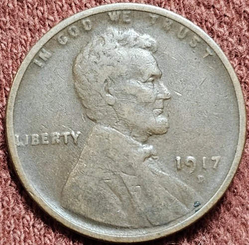1917 D Lincoln Wheat Cent 1C Copper Coin VF