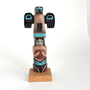 Pacific Northwest Native American Totem Pole Tlingit Raven Chief Box Alaska 10”