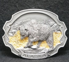 WK23127 NOS VINTAGE 1986  ALASKA  STATE COMMEMORATIVE WILDLIFE BELT BUCKLE