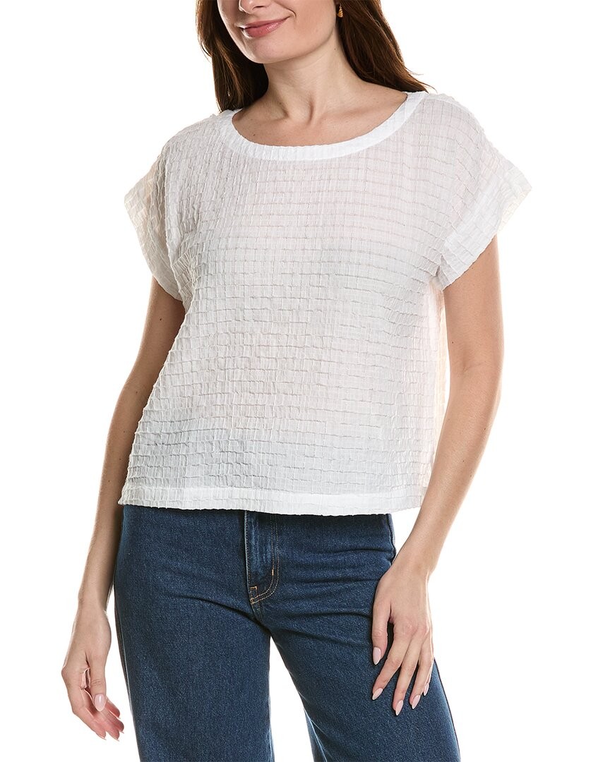 Eileen Fisher Petite Ballet Neck Square Top Women's White Pl