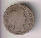 1909-P BARBER DIME 90% SILVER PHILADELPHIA 10¢ UNITED STATES AMERICA TEN CENTS