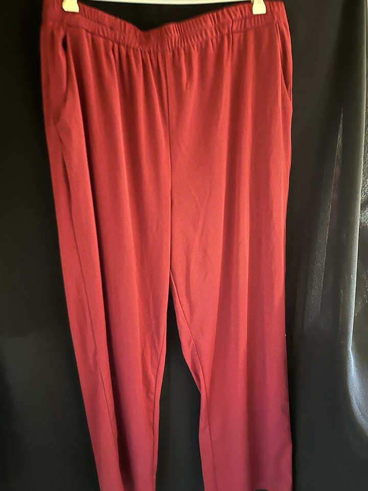 3xl Dark Red Stretch Pants Pockets W96 Stretch To 130  Inseam 74 Almost Burgand