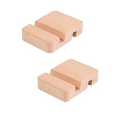 2 PCS Wooden Phone Stand Double Groove Mobile Phone Holder Desktop Bracket