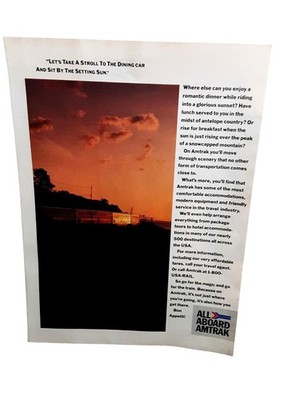 1986 Amtrak All Aboard Vintage Print Ad Original Railroad Travel Advertising