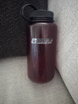Nalgene 1000 ml Wide Mouth Red Plastic Water Bottle Screw-on Lid Camping