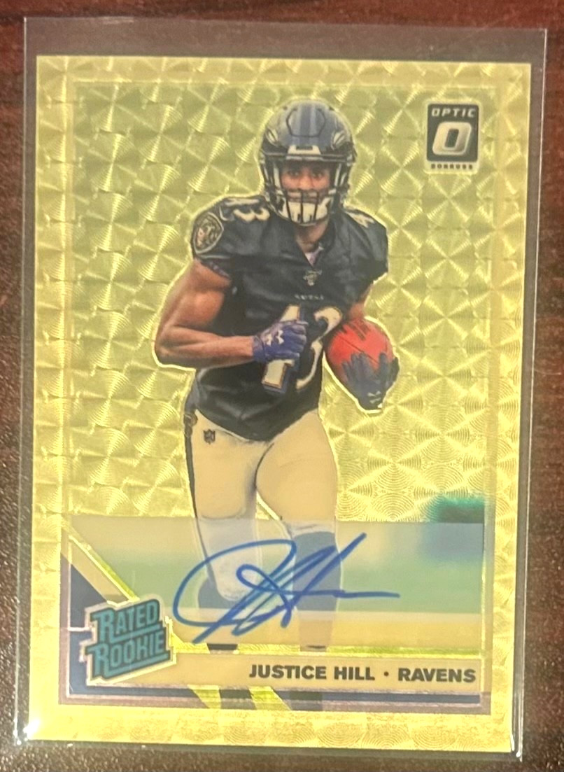 Justice Hill Panini Donruss Optic #183 Gold Vinyl