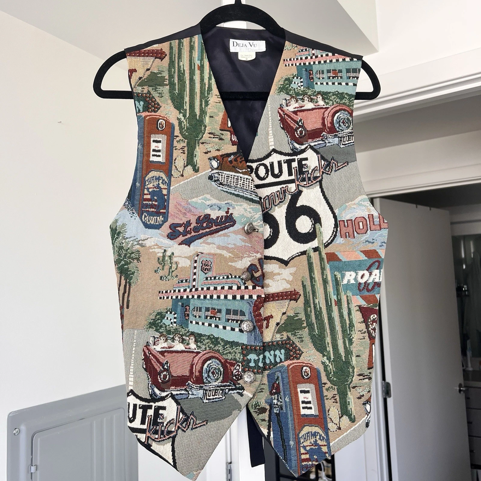 Vintage Route 66 RoadTrip Unisex Vest- Travel- Size M- Made in the USA
