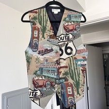 Vintage Route 66 RoadTrip Unisex Vest- Travel- Size M- Made in the USA