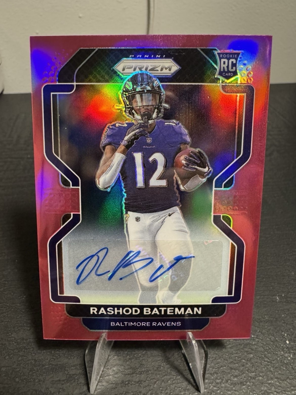 2021 Panini Prizm RASHOD BATEMAN Pink Prizm Auto #340 RC Ravens