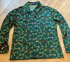Vintage 1970 Givenchy Logo Button-up Green Shirt Disco Era Streetware Size M