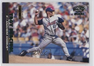 2000 Pacific Platinum Blue 51/75 Troy Percival #13 a2f