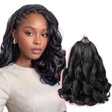 French Curl Braiding Hair, 12 Inch, 1B, 8 Packs