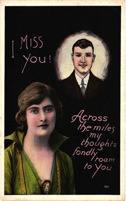 Vintage ''I Miss You!'' Lovers Postcard - Sentimental Early 1900s