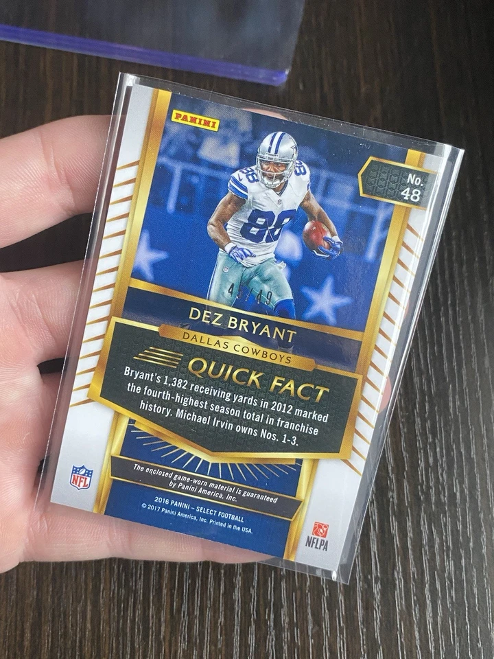 2016 Select Orange Dez Bryant /49 Game Used 2 Color Patch Cowboys - Image 3 of 4