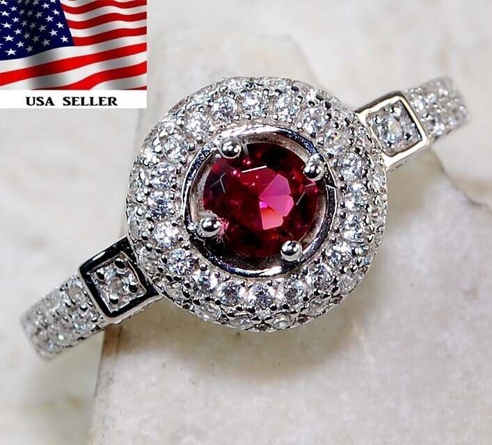1CT Heat Treated Rubellite Tourmaline 925 Solid Sterling Silver Ring Sz 8 &6-2