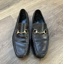 Gucci Mens Brown Leather Horsebit Driving Shoes Loafers Size 10.5 Italy READ