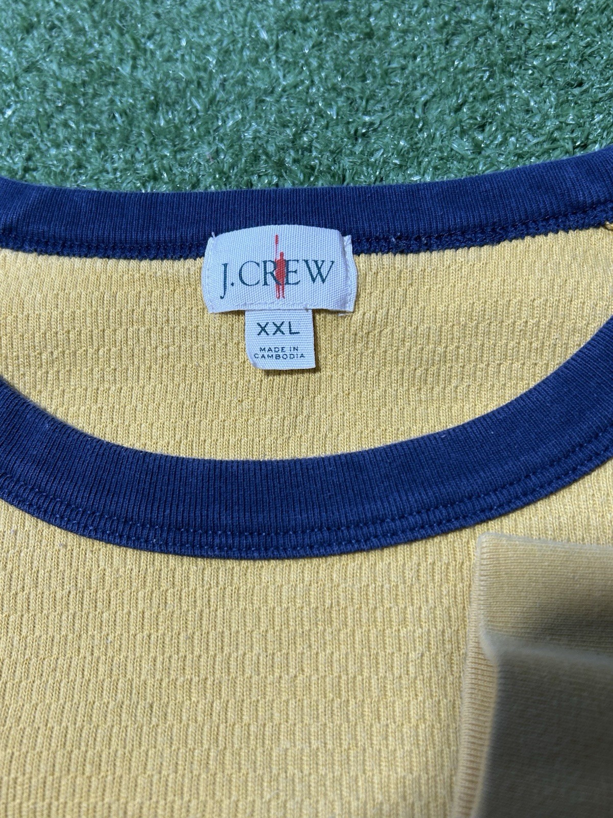 J.Crew Oarsman Thermal Sweatshirt Men's 2XL Yellow Crewneck Lightweight