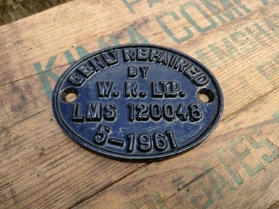 Original Gusseisen LMS Eisenbahn Waggon Reparaturplatte W. R. Ltd 1961 - Kostenloser Versand