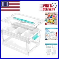 Transparent 24 QT Craft Storage Box with Portable Handle  Quick-Fold Assembly