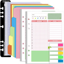 A5 Planner Inserts Daily Refills, 90 Pages Colorful 6-Ring Loose-leaf Binder Pla